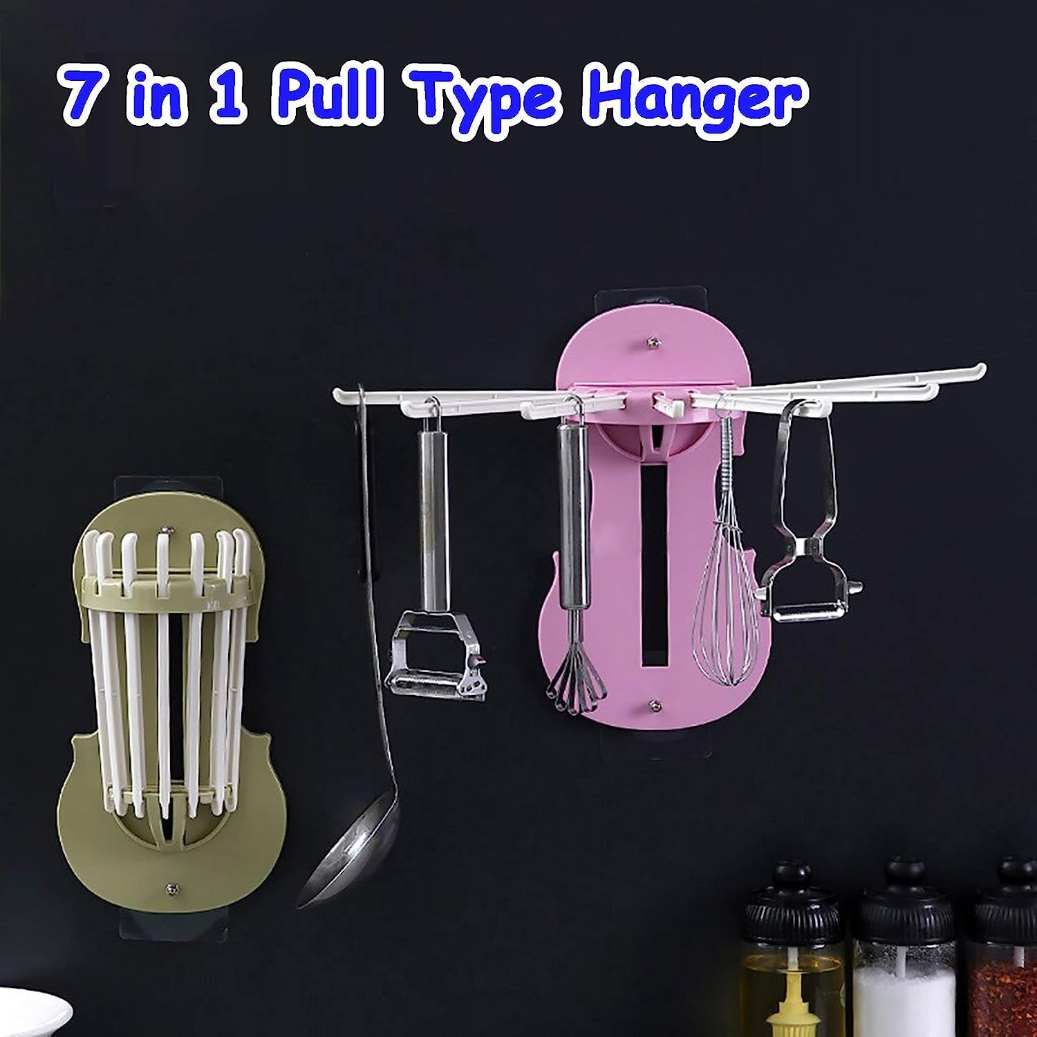 7728 Plastic 7-in-1 Multifunction Retractable Wall-Mounted Pull-Out Hanger Rack Without Punching Hooks Up for Kitchen Bathroom 7728 Plastic 7-in-1 Multifunction Retractable Wall-Mounted Pull-Out Hanger Rack Without Punching Hooks Up for Kitchen Bathroom